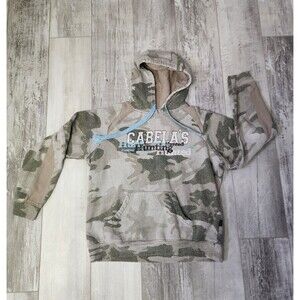 Cabelas Sweatshirt Womens Large L Camouflage Hoodie Pullover Spell Out Logo Hunt